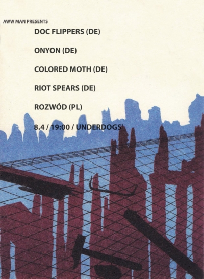 Post-punk night: Doc Flippers (DE) / Onyon (DE) / Colored Moth (DE) / Riot Spears (DE) / Rozwód (PL)