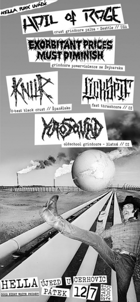 Hella punx uvádí: HAIL OF RAGE (USA), EXORBITANT PRICES MUST DIMINISH (SWI), KNÜR (ESP)