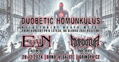 Kolostrojní metal: DUOBETIC HOMUNKULUS + EDAIN + MORDOTUA (Brno)